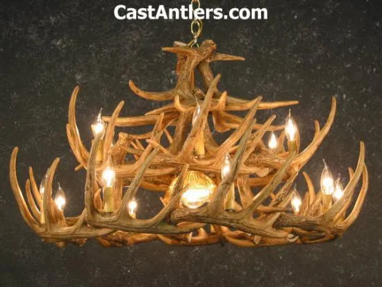 Whitetail 24 Cast Antler Chandelier w/ Downlight