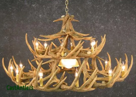 Whitetail 30 Cast Antler Chandelier w/ Downlight  