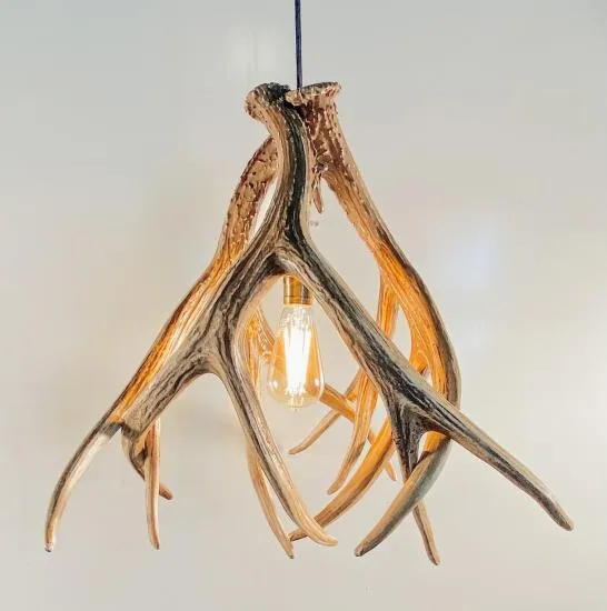 Mule Deer 3 Faux Antler Pendant light