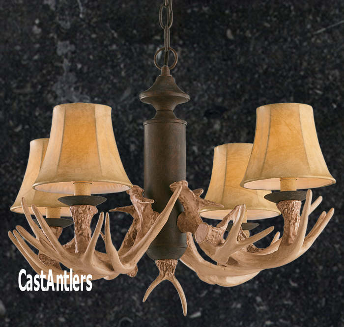 Rustic Cabin Lighting Antler Chandelier 4 Light Reproduction Rustic