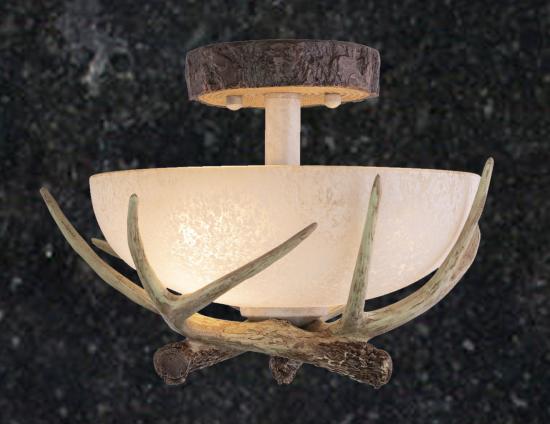 Lodge 12in Semi Flush Ceiling Light with French Scavo Glass