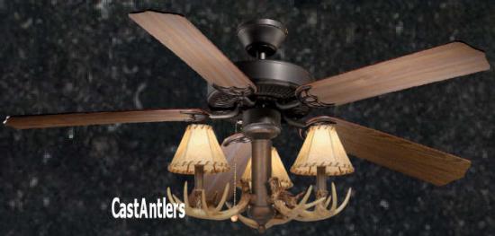 Rustic Ceiling Fan 52 inch w/ Antler Light Kit