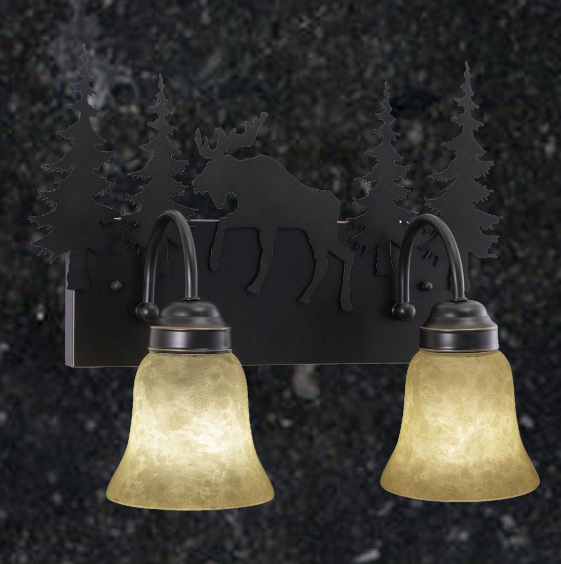 Rustic Vanity Lights | Moose 2-Light Bathroom Vanity Light | Rustic ...