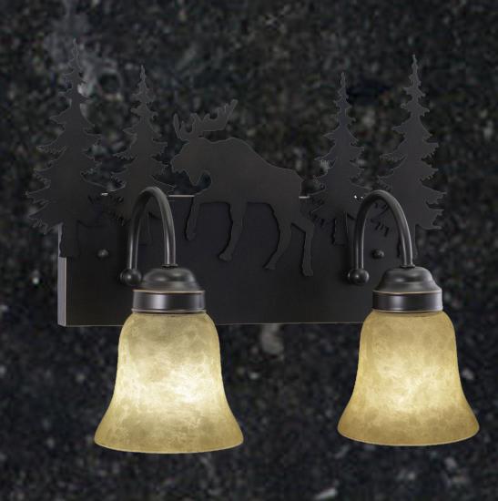 Rustic Moose 2-Light Bathroom Vanity Light