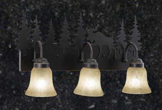 Rustic Moose 3-Light Bathroom Vanity Light