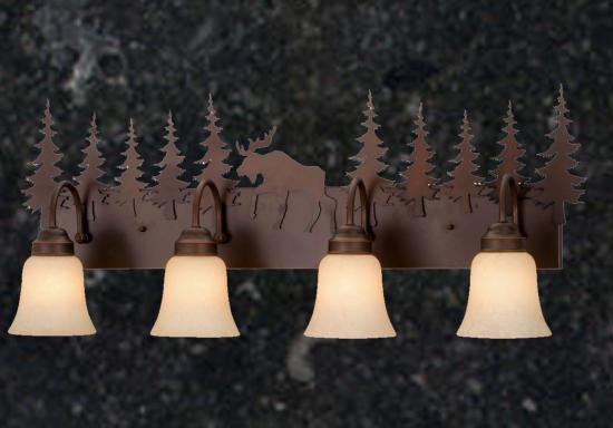 Rustic Moose 4-Light Bathroom Vanity Light