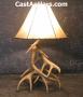 Cast Whitetail 3 Antler Table Lamp w/ Rawhide Shade
