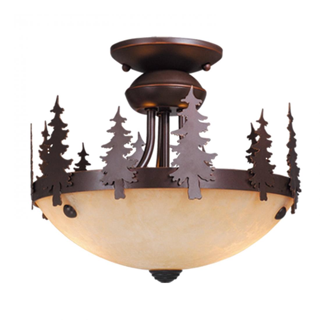 Rustic Chandeliers | Rustic / Country Two Light Semi Flush Ceiling ...