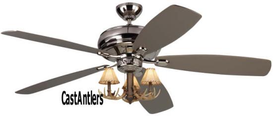 Embassy Polished Nickel 52 inch 3-Light Antler Ceiling Fan