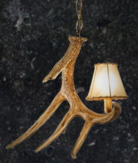 Whitetail Deer 1 Antler Pendant w/ Shade