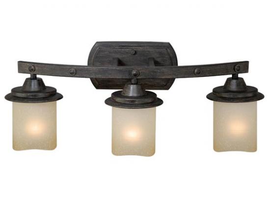 3-Light Black Walnut Bathroom Vanity Light