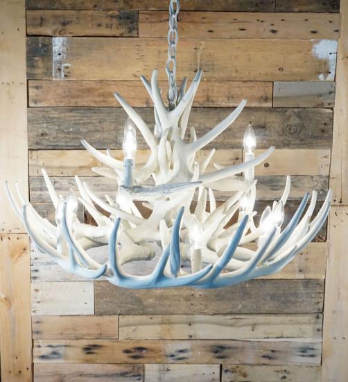 Bone/Ivory White Whitetail 15 Cast Cascade Antler Chandelier 