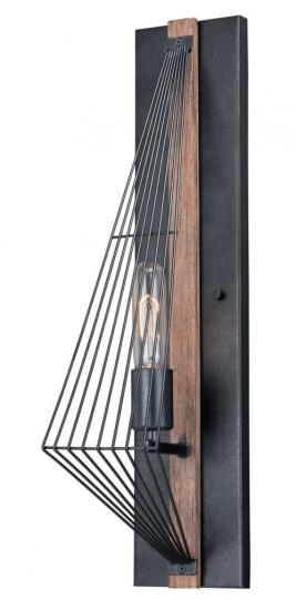 Black Wood Edison Nautical Modern 1 Light Cage Wall Light