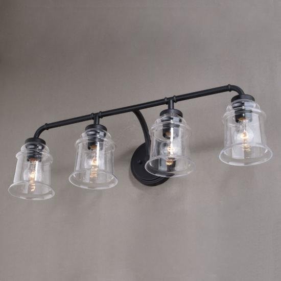 4-Light Black Farmhouse Bathroom Vanity Light