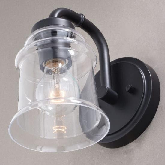 1-Light Black Farmhouse Vanity Light