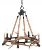 Cast Antler Chandelier 4-Light Aged Iron and Natural Rope