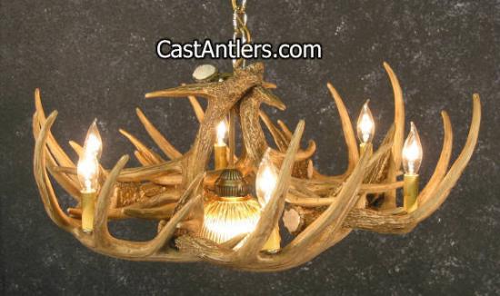 Whitetail 9 Cast Antler Chandelier w/ Downlight