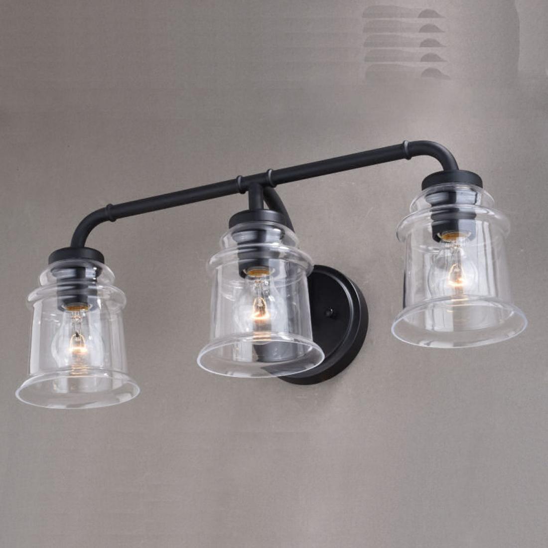 Rustic Sconces | 3-Light Black Farmhouse Bathroom Vanity Light | Rustic ...