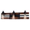 3-Light Black and Solid Wood Farmhouse Edison Vanity Light