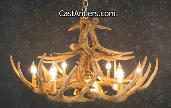 Whitetail 12 Cast Antler Chandelier w/ Downlight