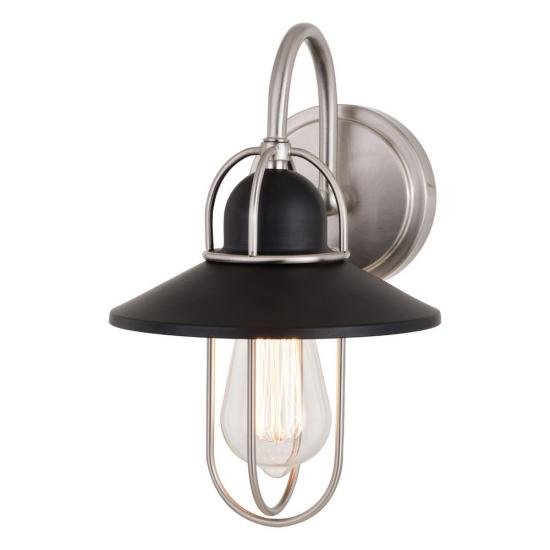 1 Light Matte Black and Nickel Industrial Edison Vanity Light/Sconce