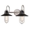 2 Light Matte Black and Nickel Industrial Edison Bathroom Vanity Light/Sconce