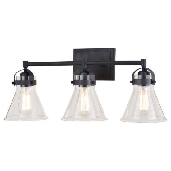 3 Light Farmhouse Black Edison Bathroom Vanity Light