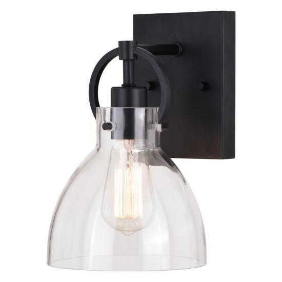 1 Light Contemporary Farmhouse Black Edison Vanity Light/Sconce