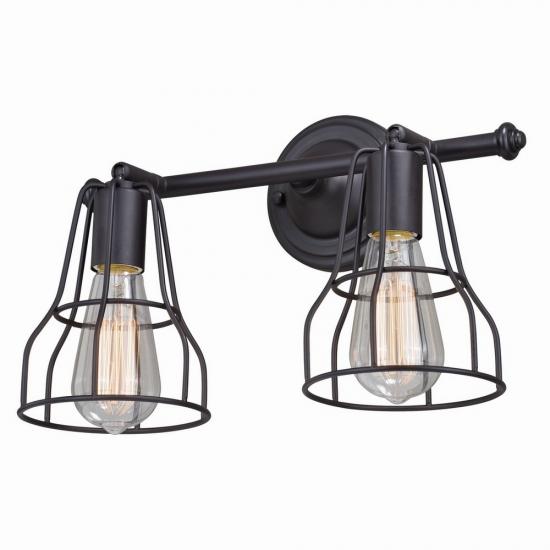 2 Light Edison Bronze Cage Vanity Light/Sconce Adjustable