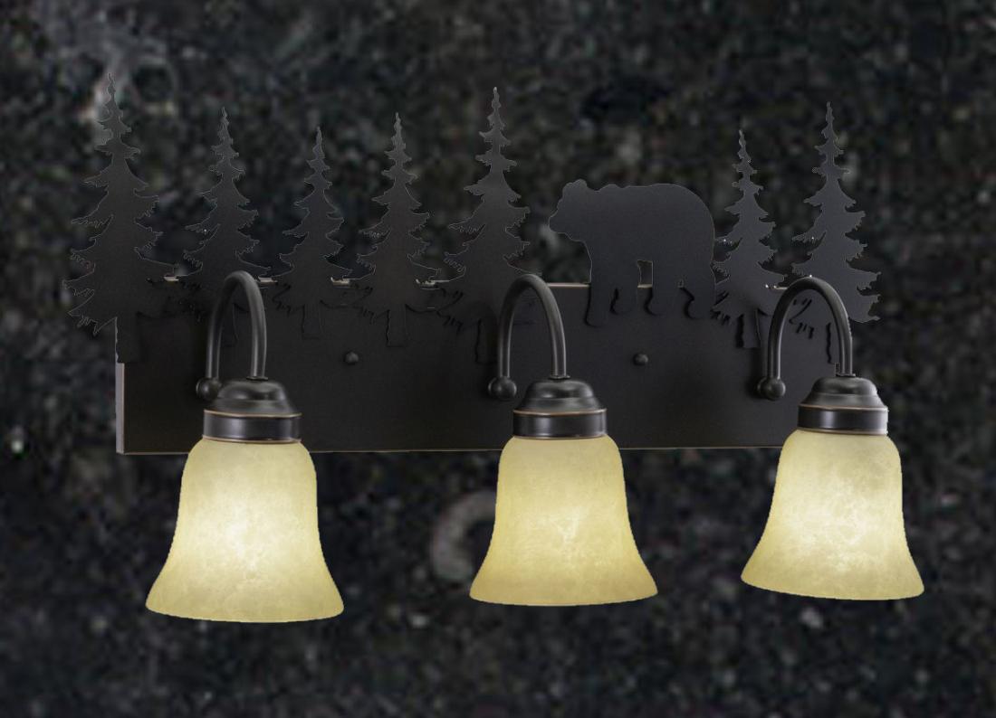 Rustic Vanity Lights | Bear 3-Light Vanity Bathroom Light | Rustic ...