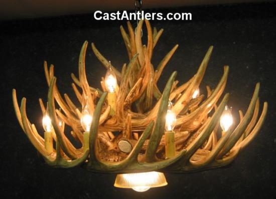 Whitetail 21 Cast Cascade Antler Chandelier w/ Downlight