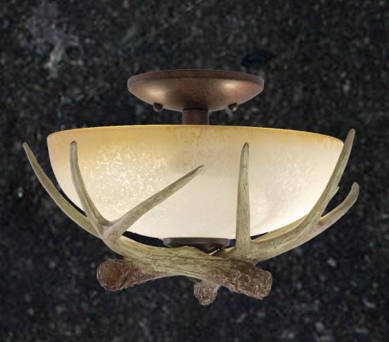 Antler 12.5in Semi Flush Ceiling Light with French Scavo Glass
