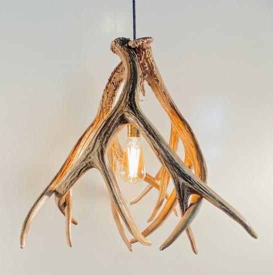 Mule Deer 3 Faux Antler Pendant light