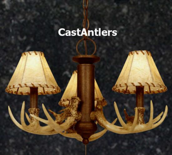 3-Light Cast Antler Chandelier