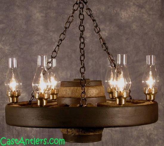 Lantern Reproduction 30 inch Rustic Wagon Wheel Chandelier